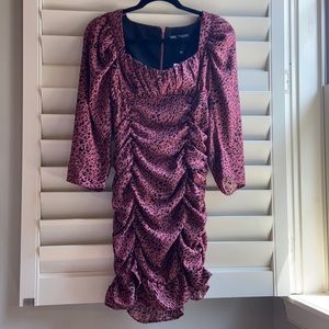 Zara pink cheetah print dress